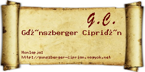 Günszberger Ciprián névjegykártya